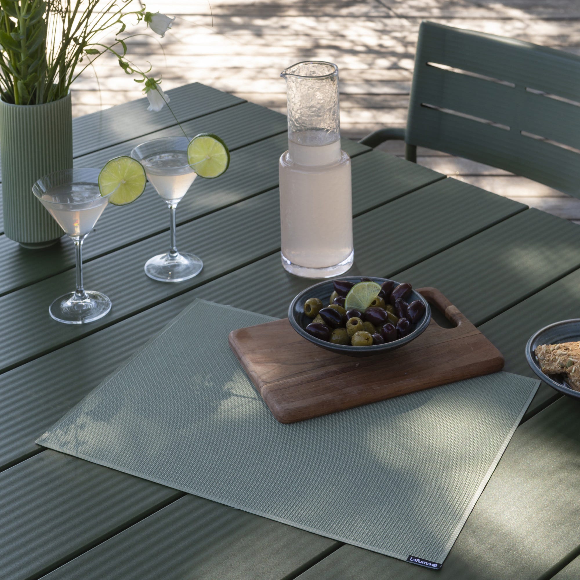 Ausziehbarer Gartentisch für 8 bis 10 Personen - Oron - Lattes Aluminium - Grün Moss